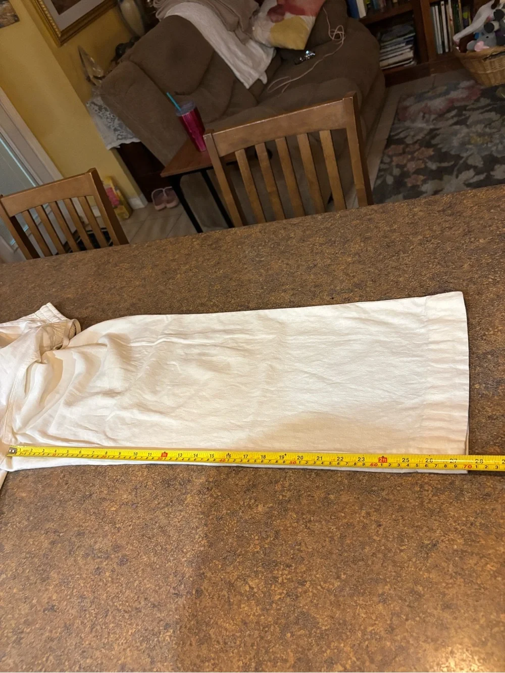 Casual Wide Leg Drawstring Linen-Blend Pants — Cream Cato Size 18-20W